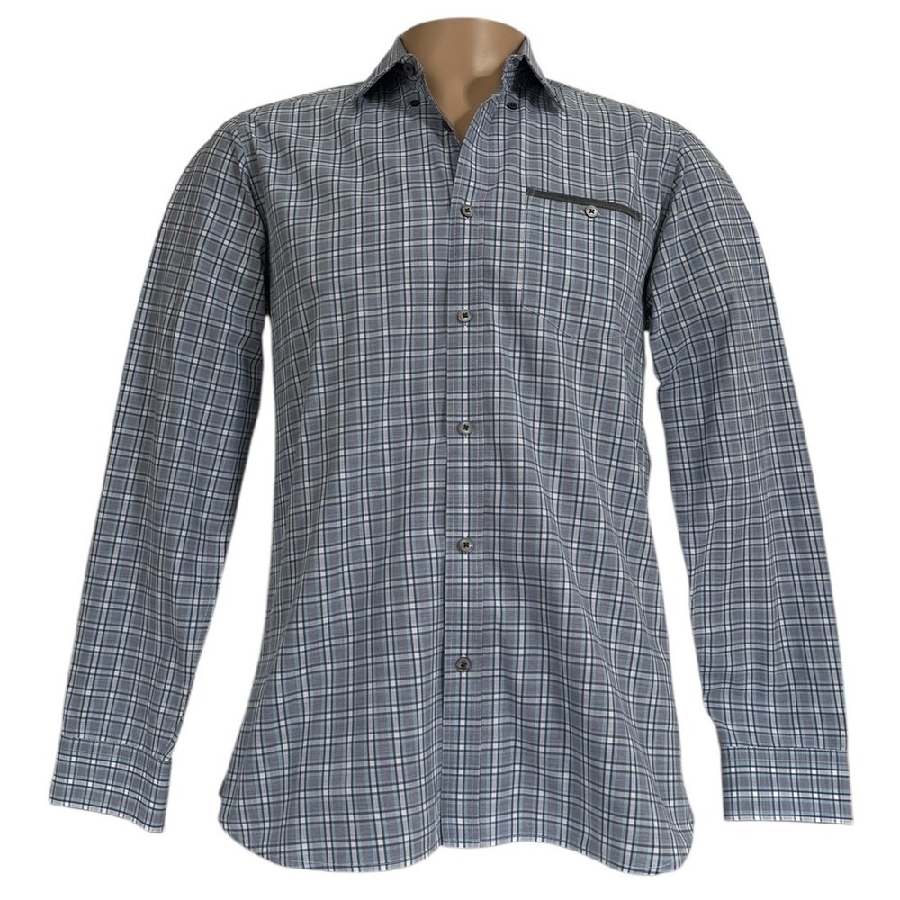 Ted Baker London Mens Size 3 Blue Plaid Long Sleeve Button Down‎ Shirt Flip Cuff - Picture 2 of 10